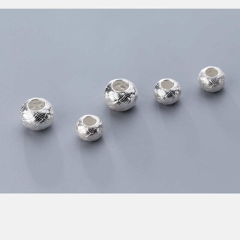 925 sterling sølv store hul vævede afstandsperler 9.5mm 11.5mm s925 sølv runde perler passer armbånd hår diy smykker fund