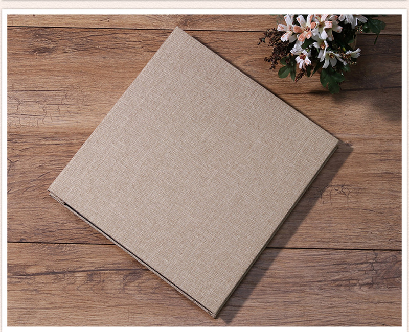 Lino 16 pulgadas álbum de fotos DIY amantes de Cumpleaños fotos de boda bebé foto abllum Scrapbook papel manualidades álbumes adhesivo: Brown - black page