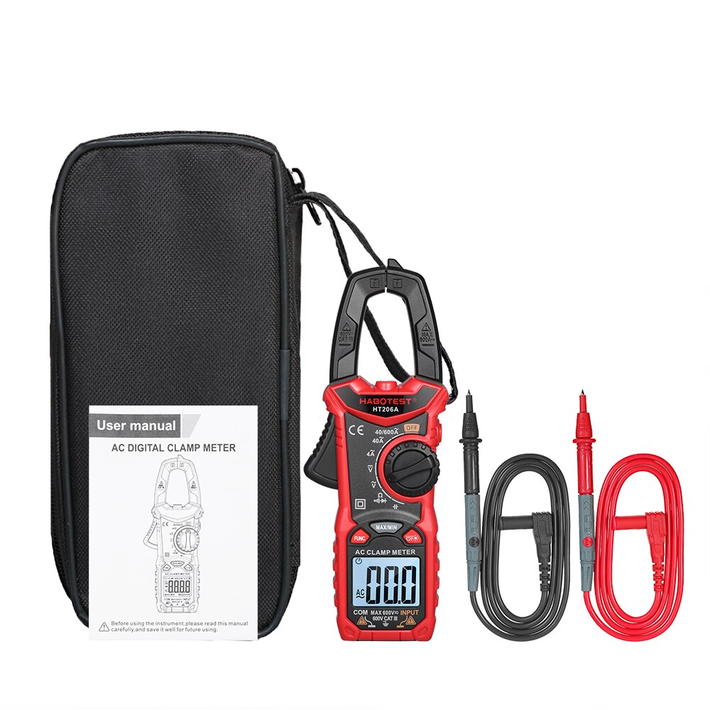 Habotest HT206 Digitale Stroomtang Multimeter Ac Dc Stroomtang Meter Multimeter Auto Range Voltmeter Weerstand Ncv Ohm Test: HT206A