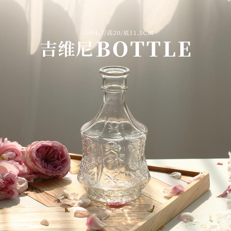 Maceta de estilo nórdico para decoración del hogar, Mini florero de vidrio, decoración transparente para sala de estar, romántico francés: O