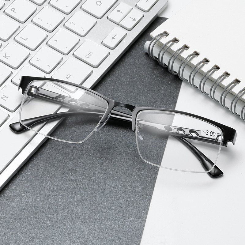 Ahora Metal Half Frame Optical Glasses Frame Myopia Men Women Dioptric Men Simple Business Spectacle Frames -1.0 to -4.0