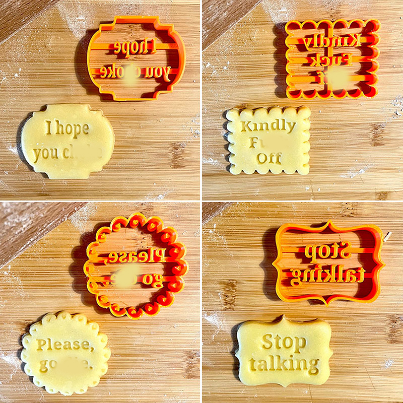 4 stk småkageforme med gode ønsker kagestempel kageværktøj kikseform til bagning af fondant udstikker