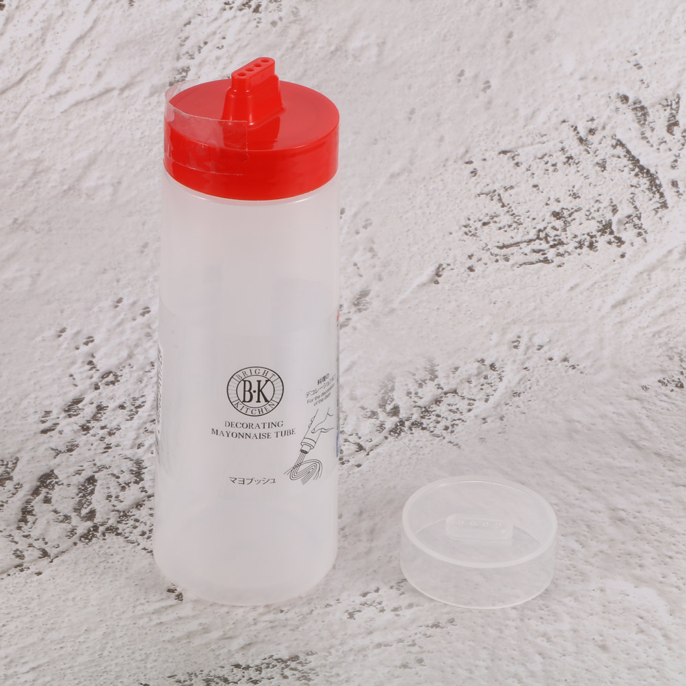 Bouteille de Sauce en Silicone à 4 trous | Sûr Style de compression pour la salade Ketchup accessoires de cuisine, confiture Mayonnaise: red