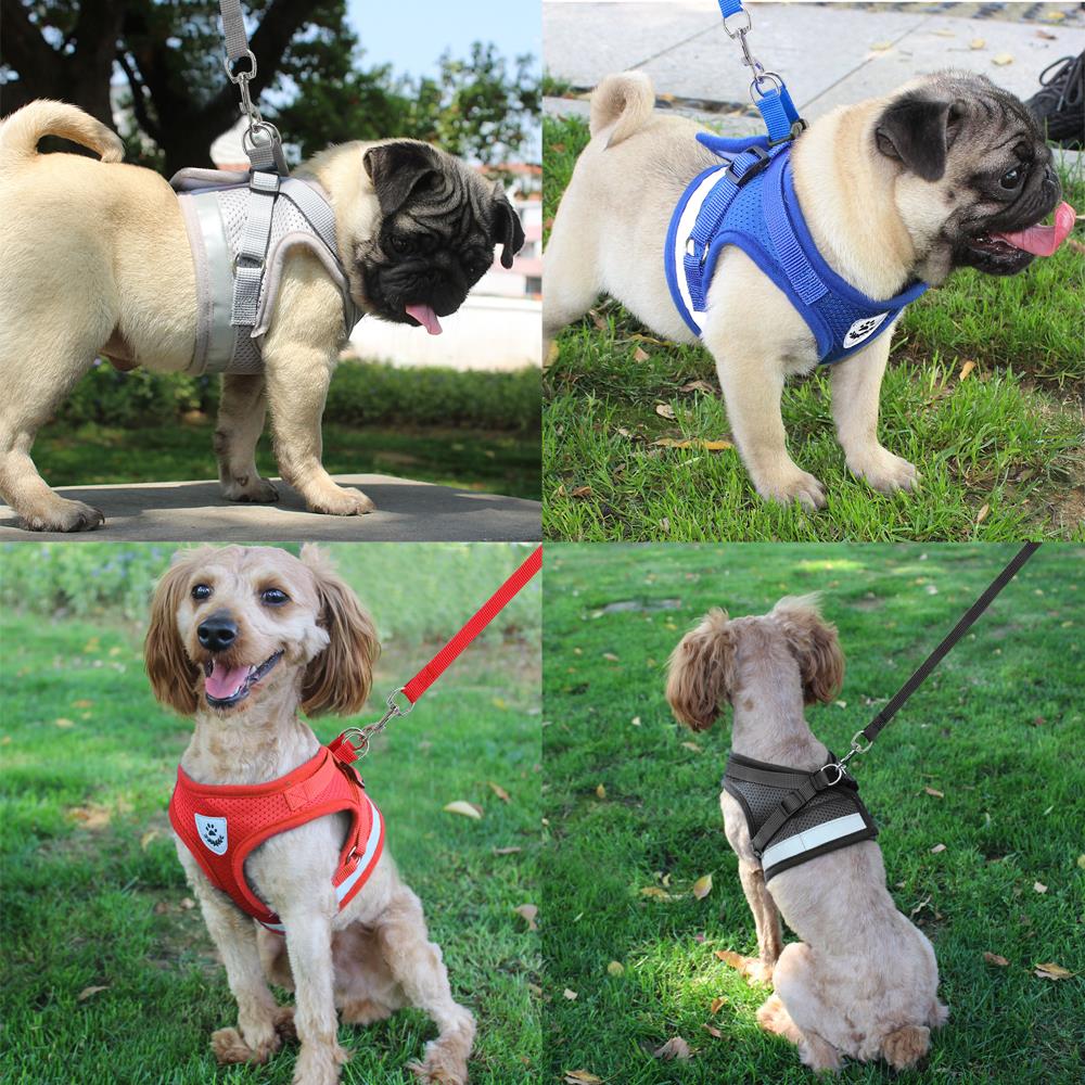 Szelki dla psa Chihuahua mops małe średnie psy siatka nylonowa Puppy Cat szelki kamizelka odblaskowa smycz na spacery Petshop
