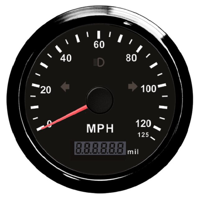 85mm MPH GPS Speedometer Odometer 125MPH Mileage Adjustable Overspeed Alarm for Boat Car Truck Motorcycle: BN