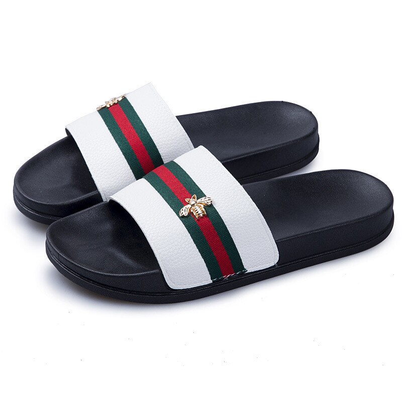 Sommer udendørs plus size rutsjebaner til mænd lejligheder sandaler kvinder mærke flip-flop unisex brusetøfler aqua sko: Hvid / 40