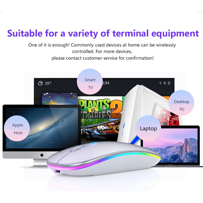 Wireless Bluethooth Mouse RGB Rechargeable Mouse Wireless Computer Silent Mouse LED Backlit Ergonomic Gaming Mouse For Laptop PC
