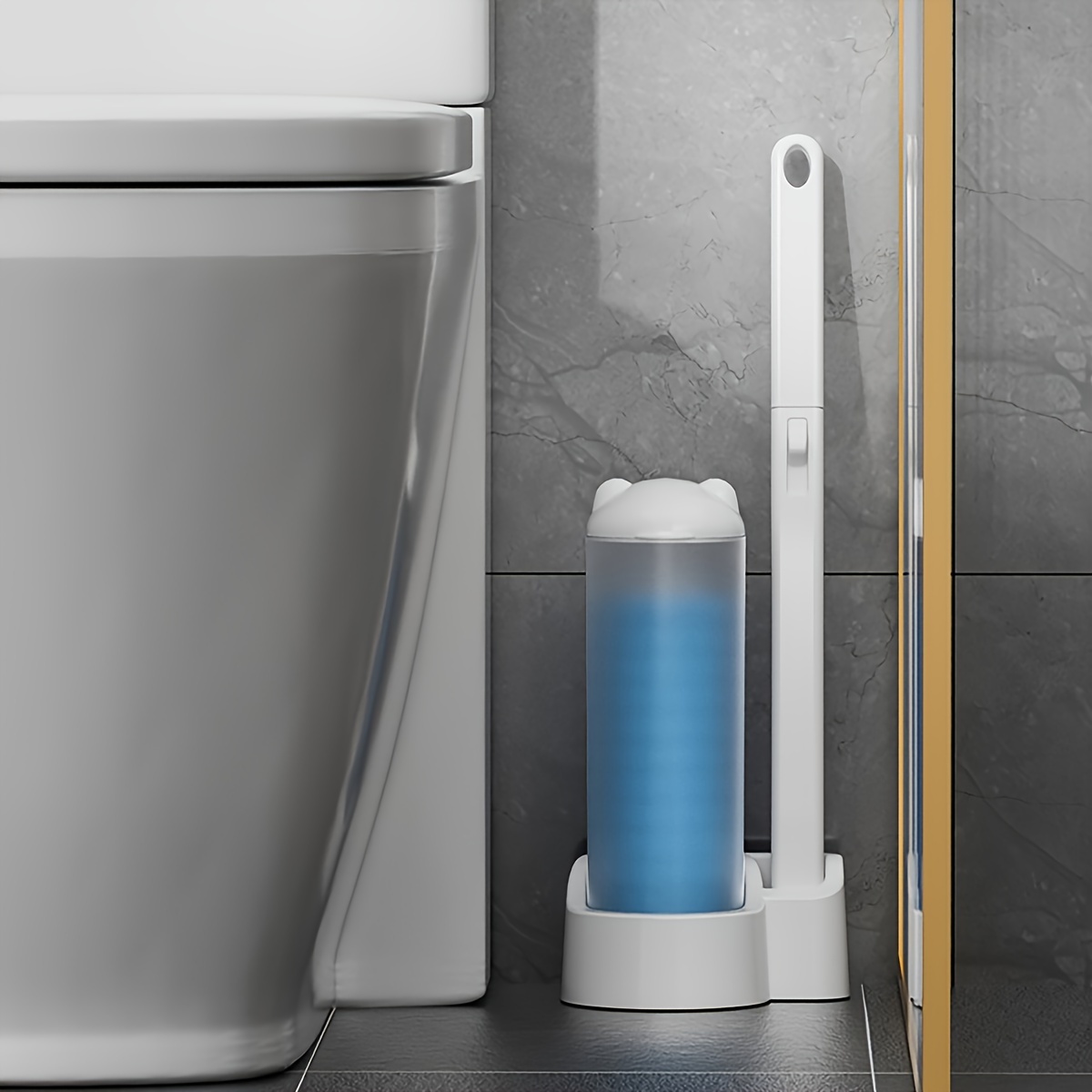 1 Satz "mühelos" leicht zu reinigende Einweg-Toiletten bürstenset mit Schwamm kopfs chuh mit 6 Nachfüllungen, Ersatz: green