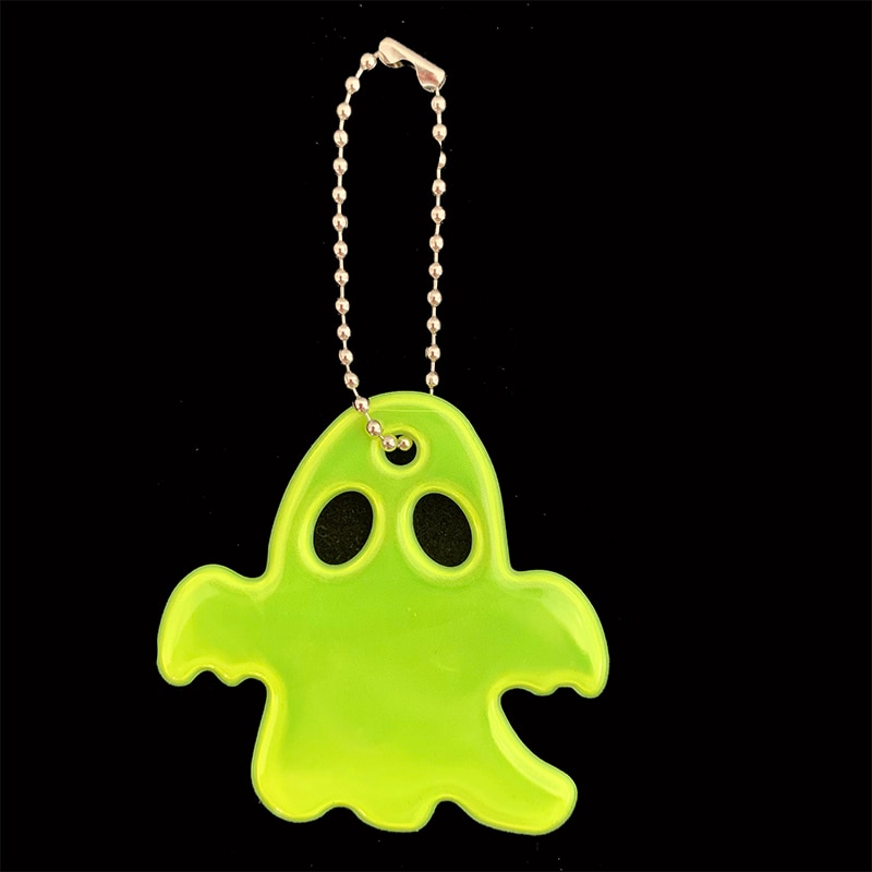 10 pcs Halloween Little Ghost Reflective Keychain Bag Pendant Accessories High Visibility Keyrings For Safety Use