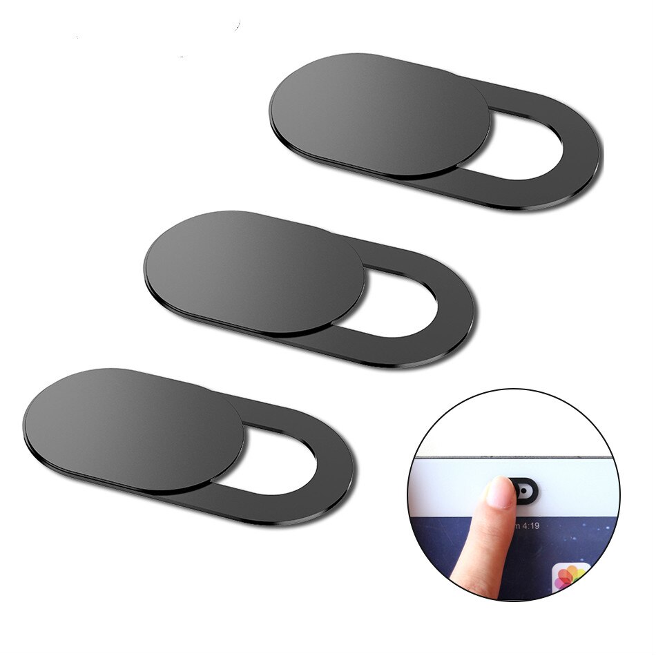 Webcam couverture aimant en plastique curseur Micro lentille pour téléphone IPad Macbook Air Pro tablette ordinateur portable caméra Webcam confidentialité autocollant téléphones: black 3 PC