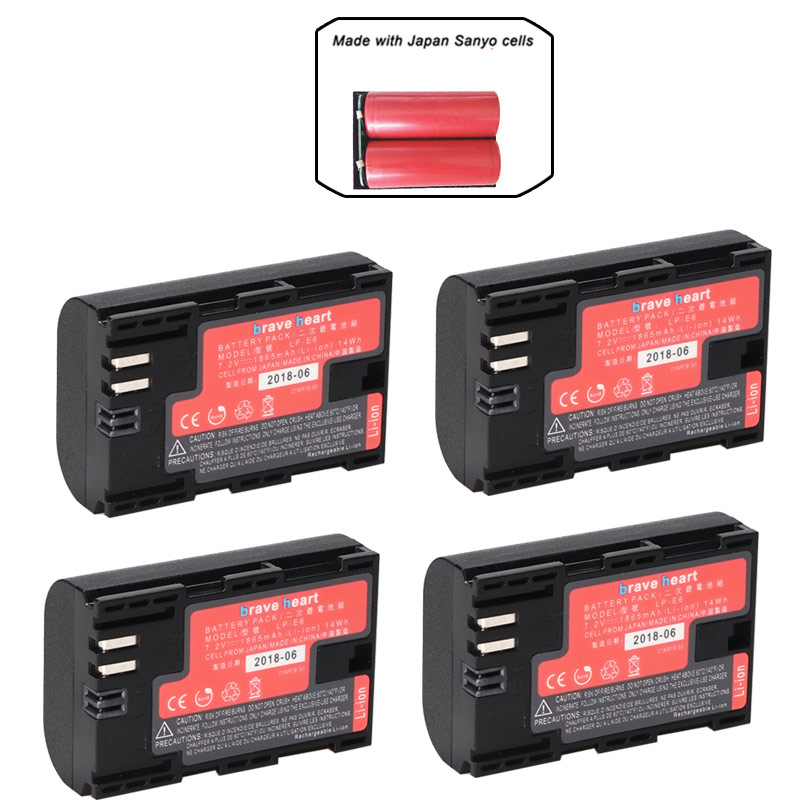 Bateria lp -e6 lp e6 lpe 6n kamera batteri japan sanyo cell + led usb dubbel laddare för canon eos 5ds r 5d mark  ii 5d 6d 7d 80d