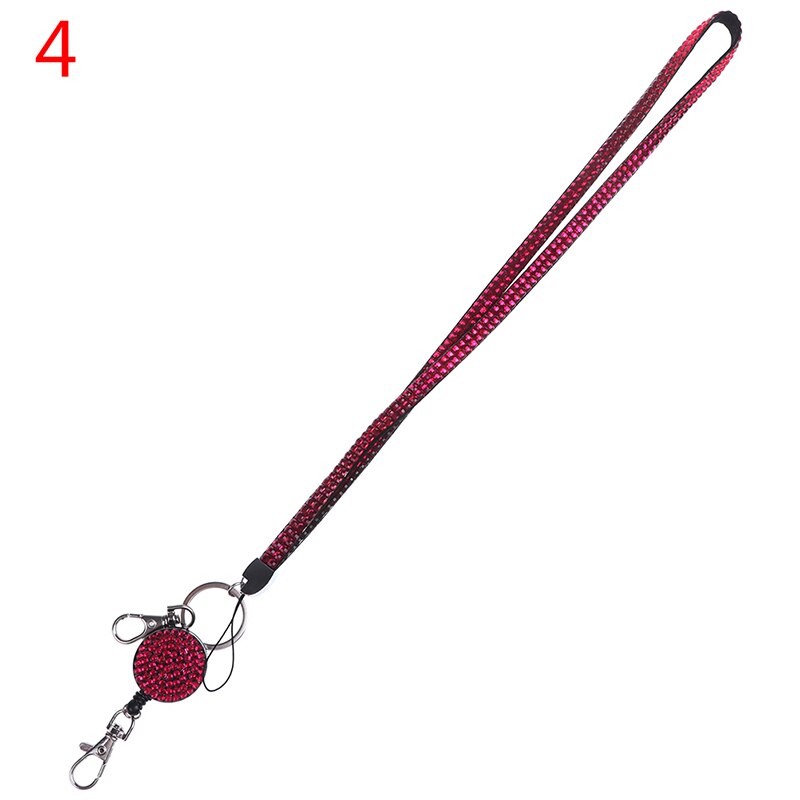1 Pc Lanyard Crystal Rhinestone Mobile Phone Neck Strap Key Holder Rhinestone Lanyard Badge Reel: A4