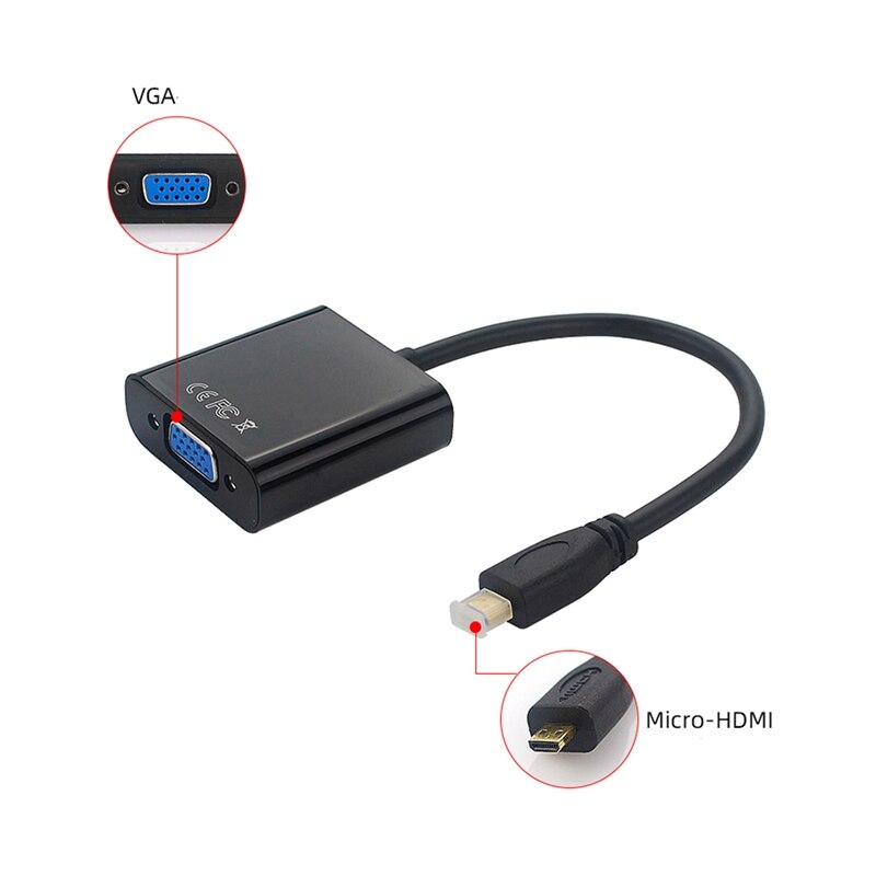 Suitable for Raspberry Pi 4B Micro-HDMI to VGA Video Converter with Power Supply Function Display Adapter Accessories