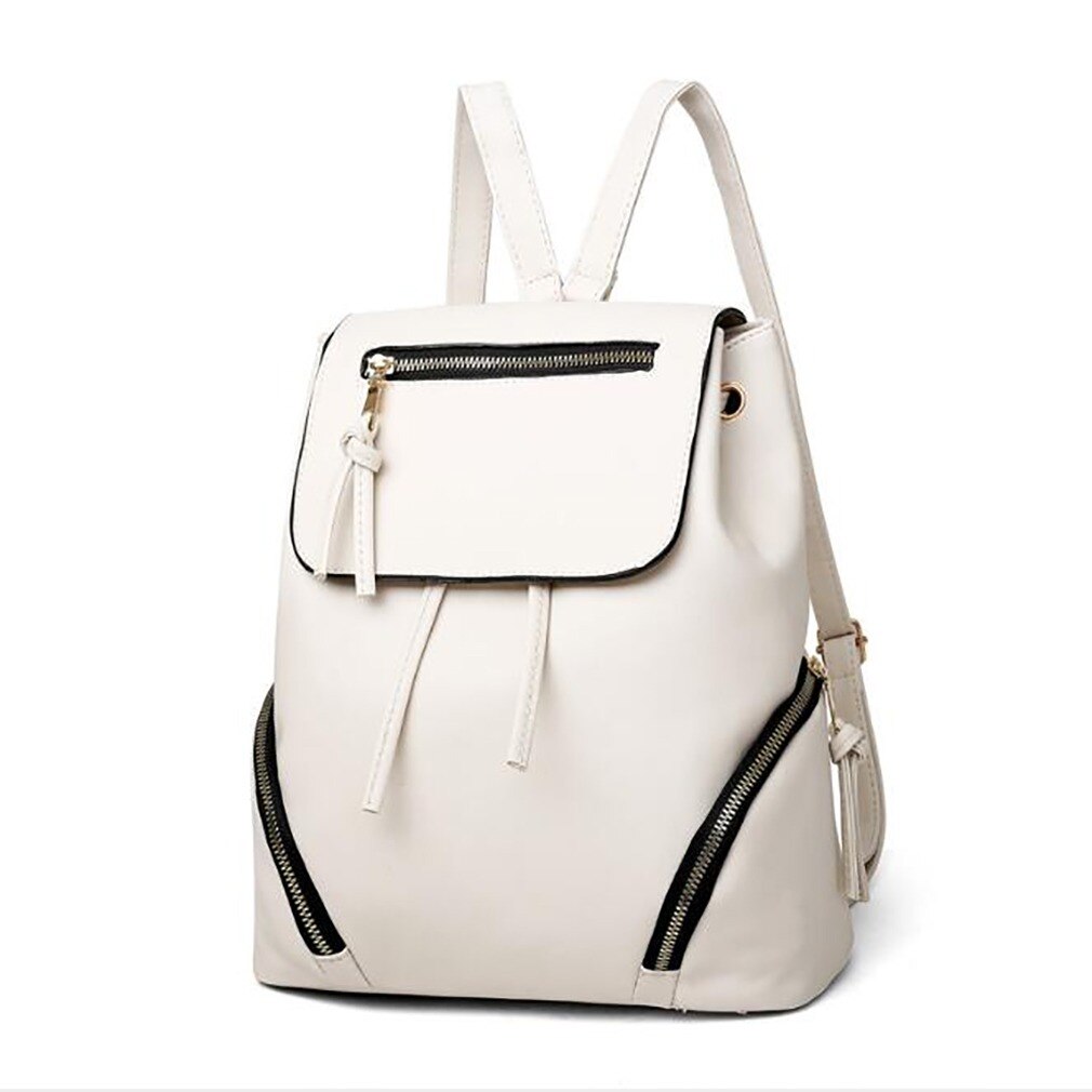 Female Backpack Mochila Feminina Multifunction Girls Leather School Brand Women Shoulder Bag Sac A Dos Travel Back Pack: White 04