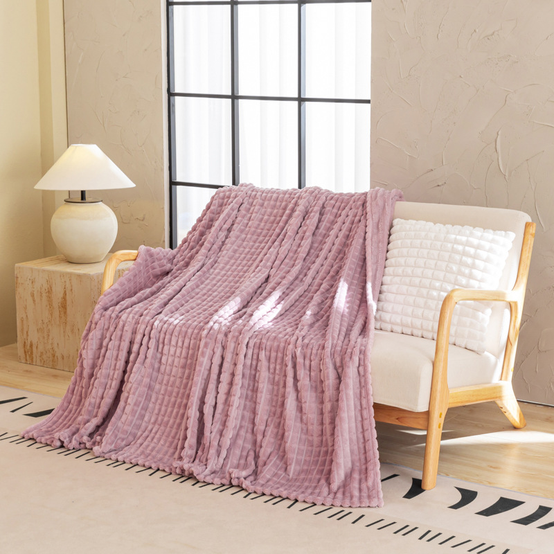 Luksuriøst jacquard taffy fleece tæppe ensfarvet multifunktionelt tæppe til sofa kontor lur aircondition: 100 x 150cm / Multi