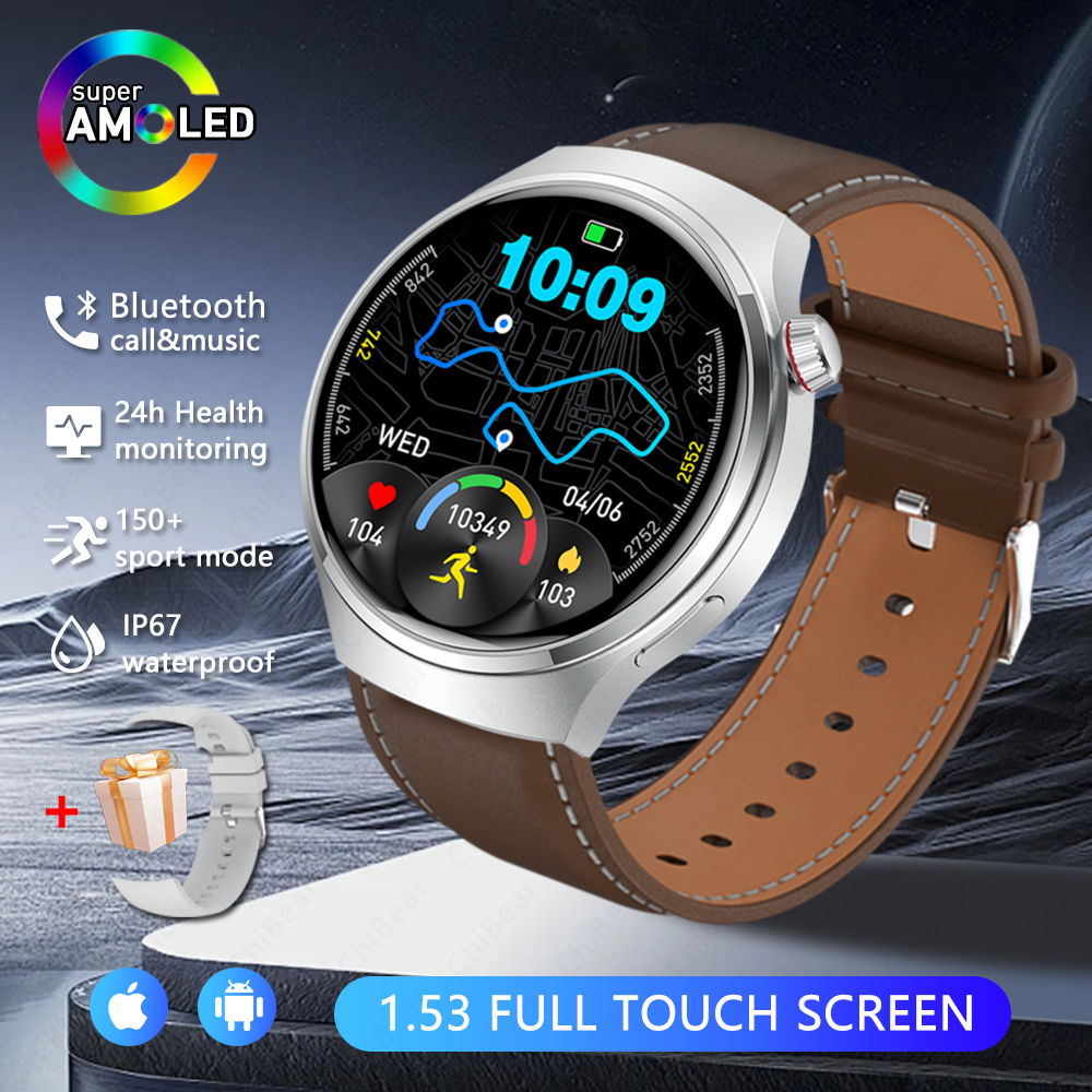 Relógio gt4 relógio inteligente homem mulher 360*360 tela hd freqüência cardíaca150 + modo esportivo bluetooth chamada pista de fitness à prova dwaterproof água smartwatch: Prateado