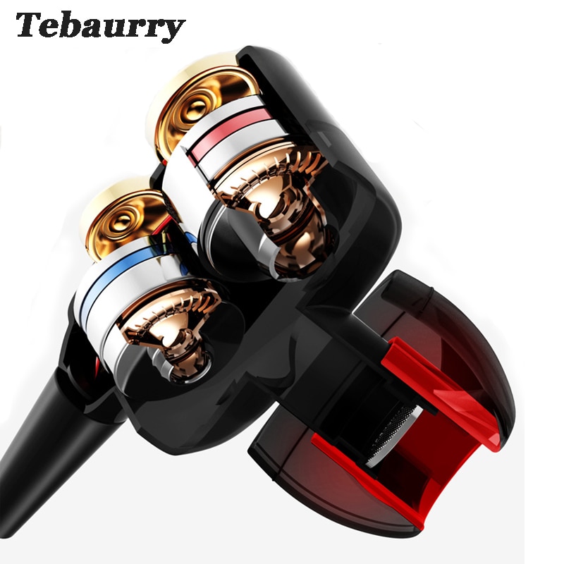 Tebaury-auricular de graves para teléfono, unidad doble, auricular Subwoofer deportivo para DJ, mp3