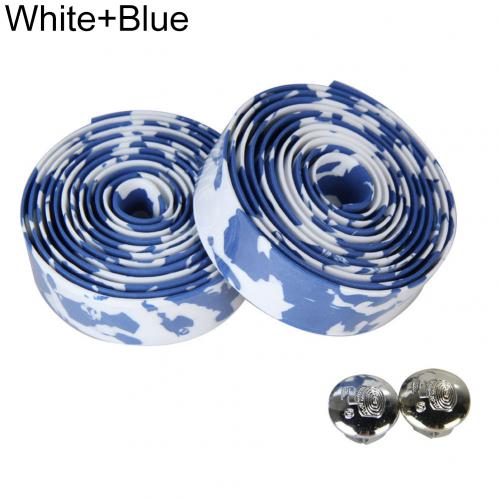 Cinta de manillar de camuflaje para Ciclismo, cinturón con asa para Ciclismo, corcho antideslizante, accesorios para Ciclismo, 2 uds.: White Blue