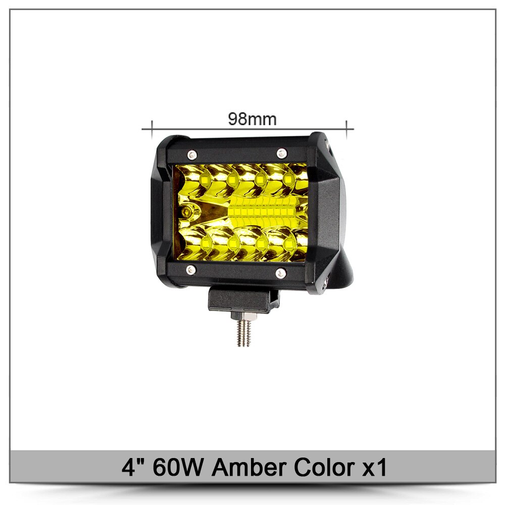 Led Verlichting Bar 4X4 Off Road Voor Atv Auto 12V 24V Offroad Truck 4WD Suv uaz Motorfiets Rijden Barra Lights Amber Mistlamp: 4 Inch 60W Combo x1