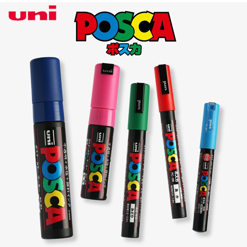 Uni POSCA PC-1M / 3M / 5M Pop Poster Werbung Stift auf wasserbasis Marker Stift Anfänger Malerei färbung Spezielle Marker Kuli-einstellen