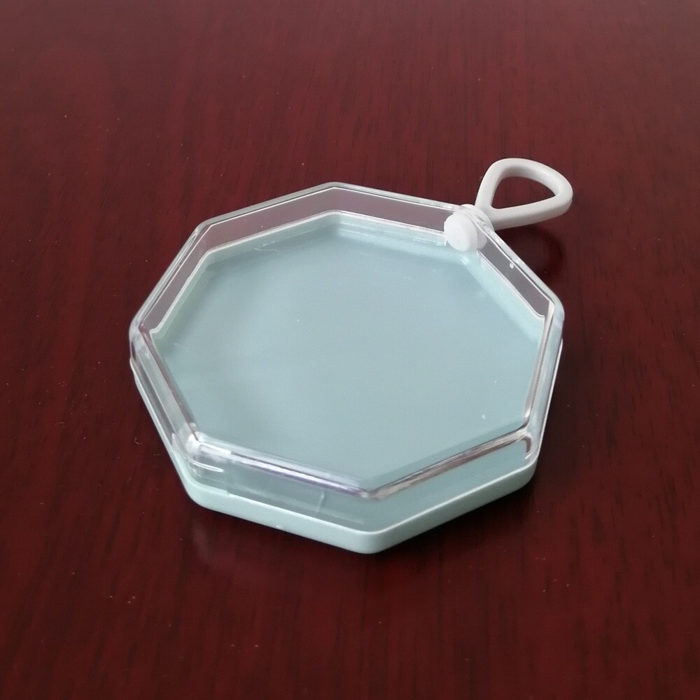 6X6Cm Zachte Massaal Poederdons Natuurlijke Glad Cosmetische Luchtkussen Draagbare Suspenable Storage Case Transparante Doos: empty blue case