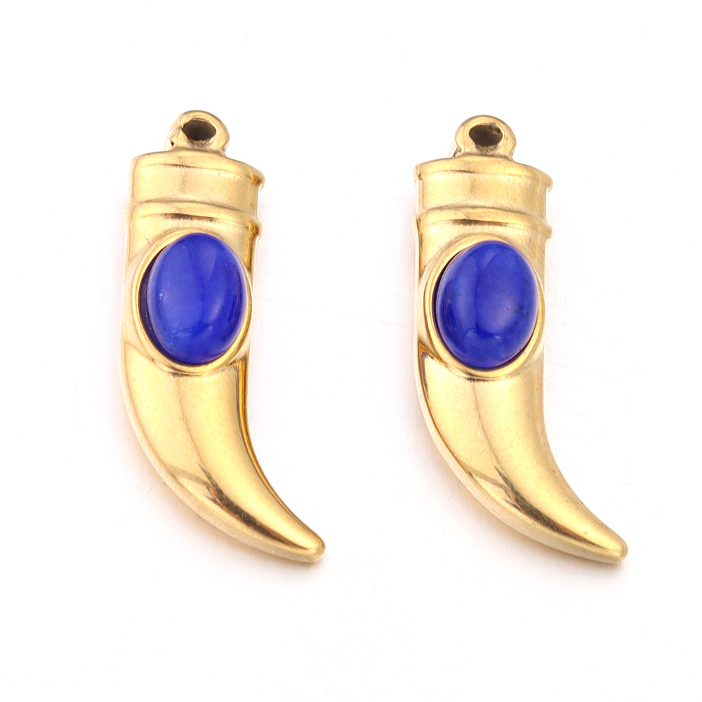 2 stk/parti rustfritt stål naturstein pepper øredobber anheng til diy halskjede smykker laging forsyninger blanding: Beige