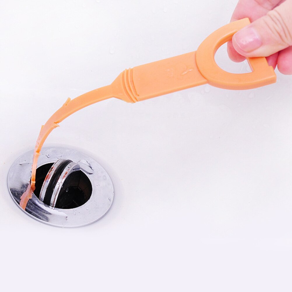 Drainage Pipe Sewer Clean Hook Pipeline Dredge Device Kitchen Toilet Orange 51cm Plastic Strip Tube Tools Hair Stoppers