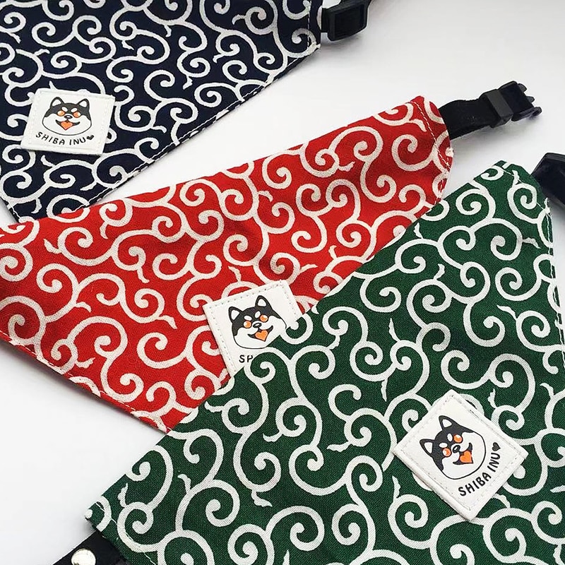 Tang – foulard triangle motif herbe Shiba, grand et petit chien, Akita, serviette, collier, ruban, écharpe de salive