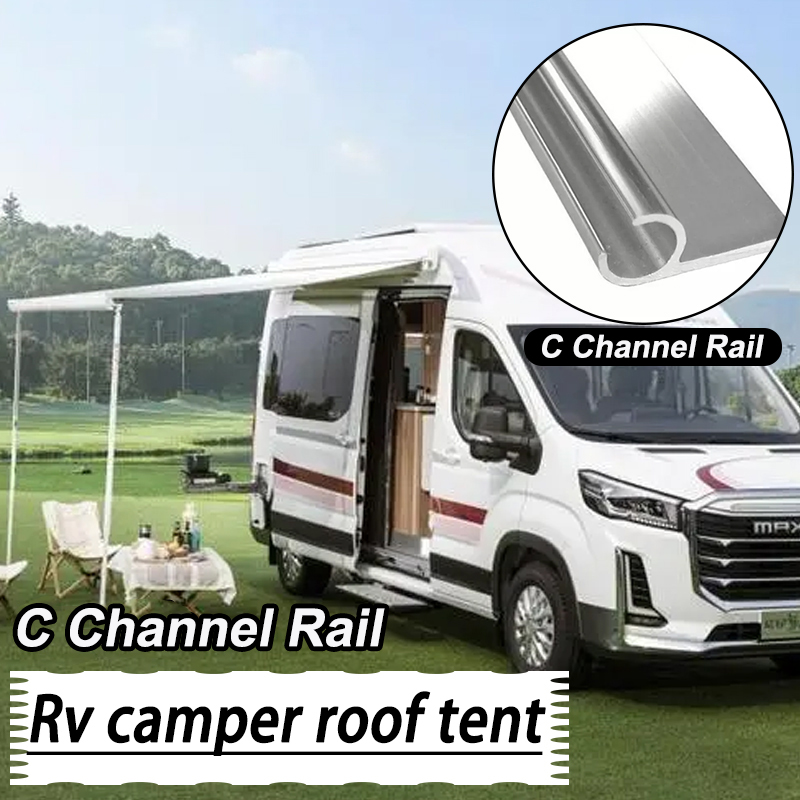 Caravan Awning Campervan Motorhome Rail C Channel 8 X 0.5m Strip 400 Cm With D/S Tape & AWNING RAIL STOPPERS Car Accessories