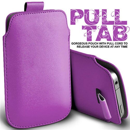 PU Leather Pull Tab Sleeve Pouch For LG K9 / K8 /Aristo2 X210/Zone 4/X2 Phone Cases Bag Universal Full Protection Pouch: LightPurple