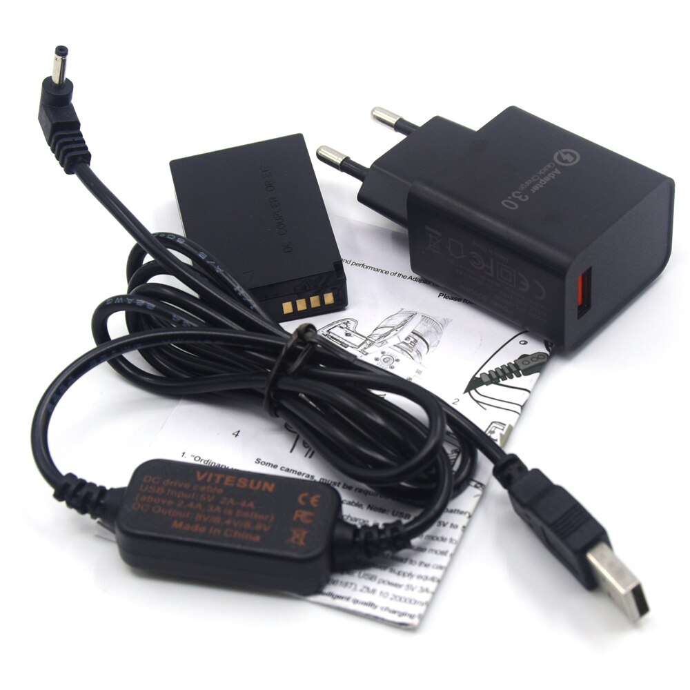ACK-E12 Power bank USB cable 8V+DR-E12 DC Coupler LP-E12 dummy battery+5V 3A Charger for Canon EOS M2 M10 M50 M100 M200 Camera