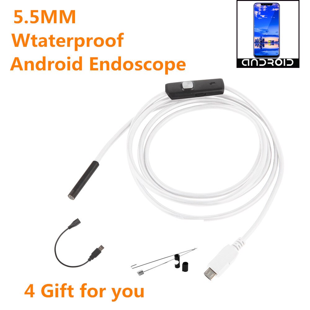 5.5Mm Endoscoop Waterdichte Borescope Inspectie Camera 6LED Voor Andorid Telefoon Webcam Kabel
