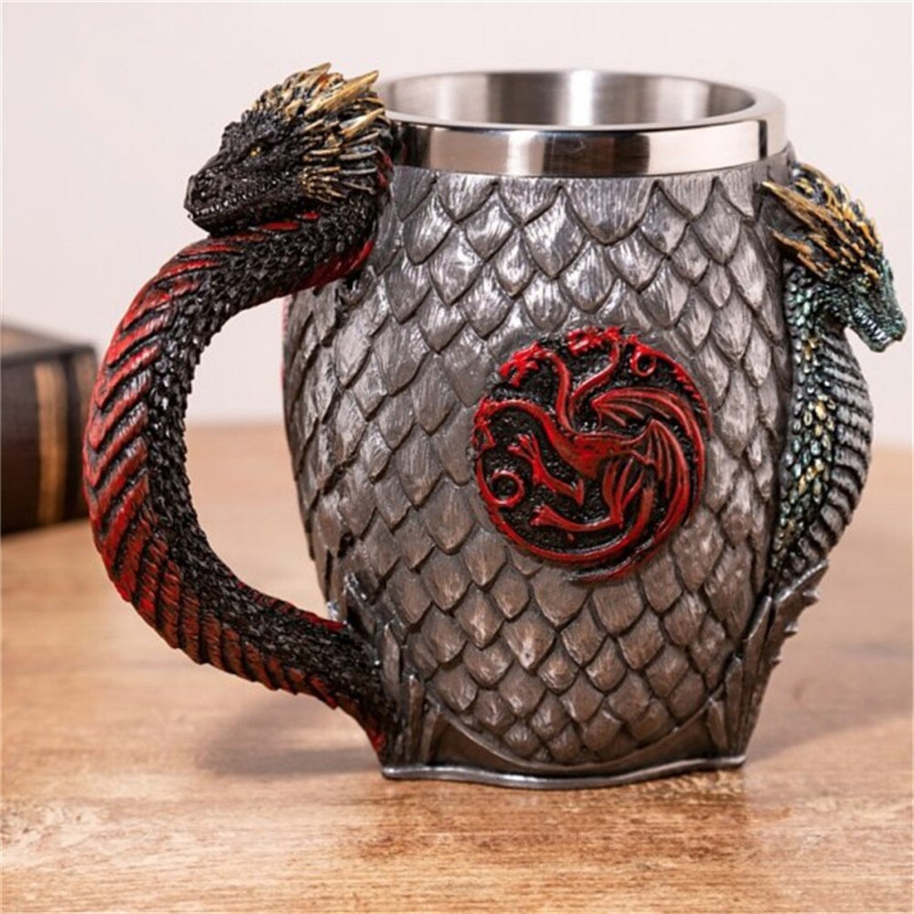Bier Mokken Koffie Cups 3D Gothic Beker Ijzeren Troon Tankard Roestvrij Staal Hars Wijnglas Mok Jaar Kerst Fans: Style 4