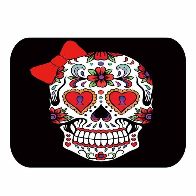 Tapis de bain en flanelle avec tête de mort, décoration d'intérieur, paillasson antidérapant, tapis de bain: 9