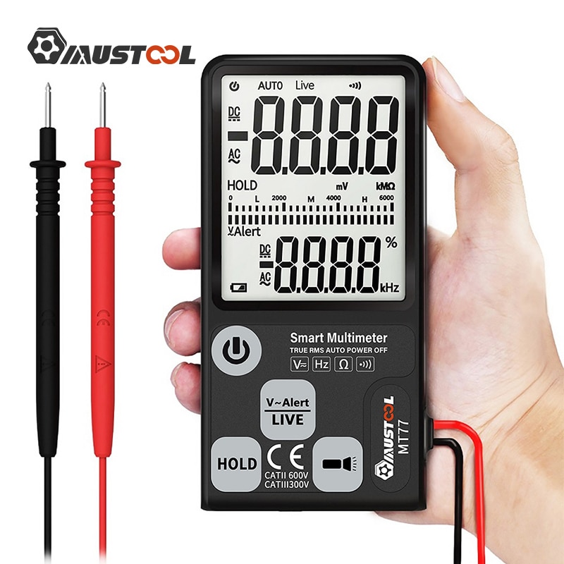 MUSTOOL MT77 Digital Multimeter 6000 Counts True RMS Large Screen Smart Voltage Tester Fully Auto-Range DMM With Analog Bargraph