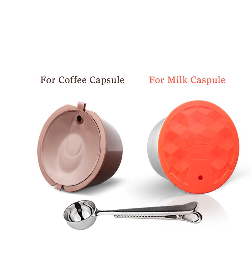 Icafilasstainless Metalen Rusable Voor Dolce Gusto Melk Schuim Capsule Fit Voor Nescafe Met Filter Machine Automatische Melk Klopper: 1 coffee 1milk 1spoo