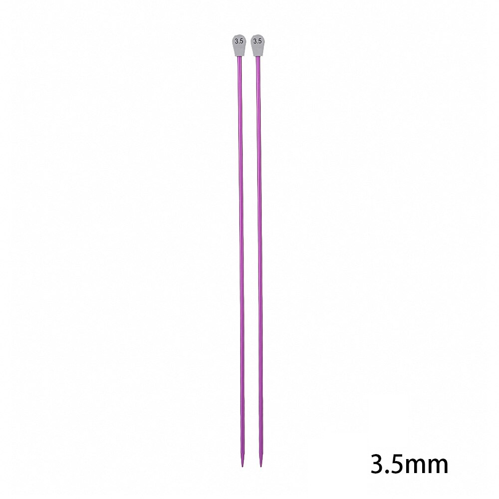 2Pcs/Set 2.0-12mm 35cm Single Pointed Knitting Needles Long Aluminum Straight Pins Colorful DIY Weaving Tool for Scarf Sweater: 3.5mm