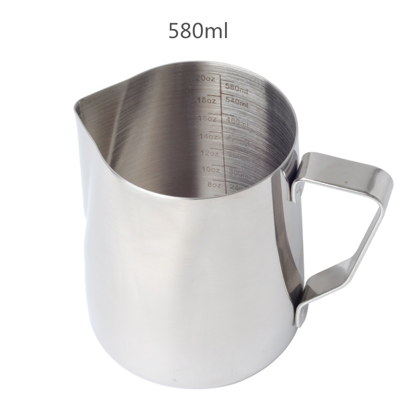 Stainless Steel Milk Frothing Jug Milk Pitcher Espresso Coffee Pitcher Barista Craft Coffee Latte Milk Jugs Frother Cup Pitcher: With Scale 580ml