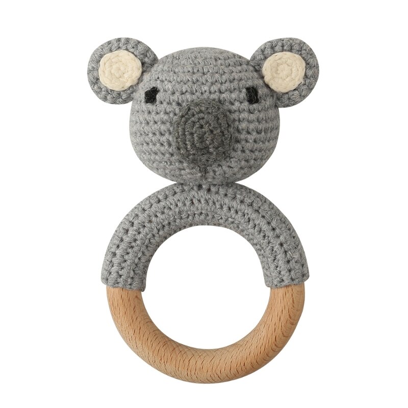 Baby Beißring Holz Spielzeug Handy Pram Krippe Ring Häkeln Rassel Schnuller Beißring BX0D: B