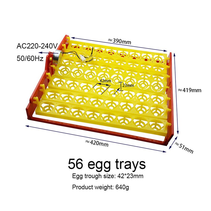 Eggbrett 56/48/36/24/63 egg 220/110v rugemaskin snur automatisk egg egg liten rugemaskin fjærfe fugl egg klekkeutstyr: 220v 56 egg