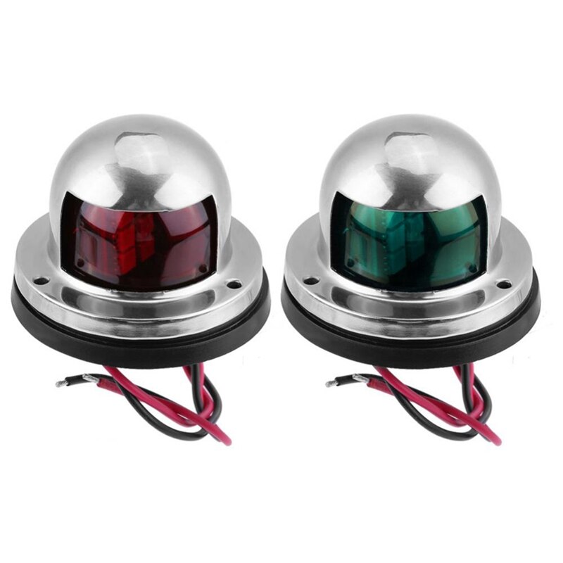 Water Sports LED Navigation Light Stainless Steel Corrosion Resistant Green Red Sailing Signal Light: Default Title