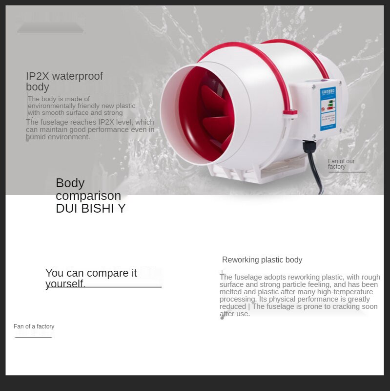 3''4'' Duct Pipe Air Cleaning Fan Ventilating Ventilation Electric Exhaust Window Extractor for Kitchen Bathroom Ventilator