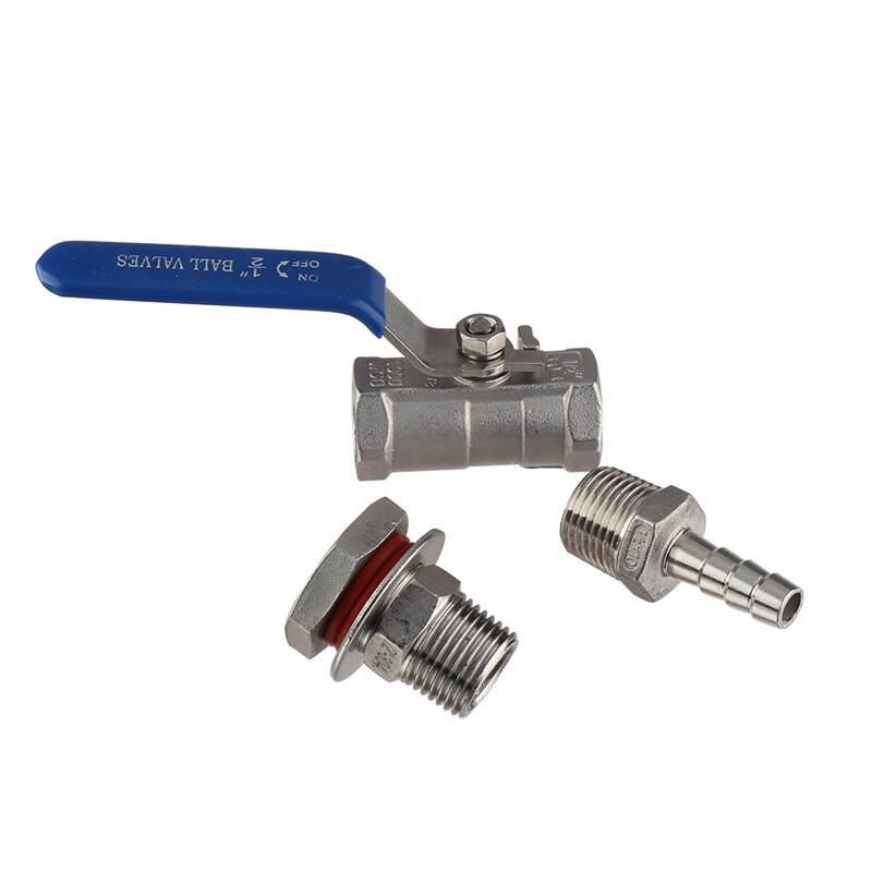 Roestvrijstalen 304- naads compacte kogelkraan en 1/2 '' slangpilaar voor thuisbrouwbierketel