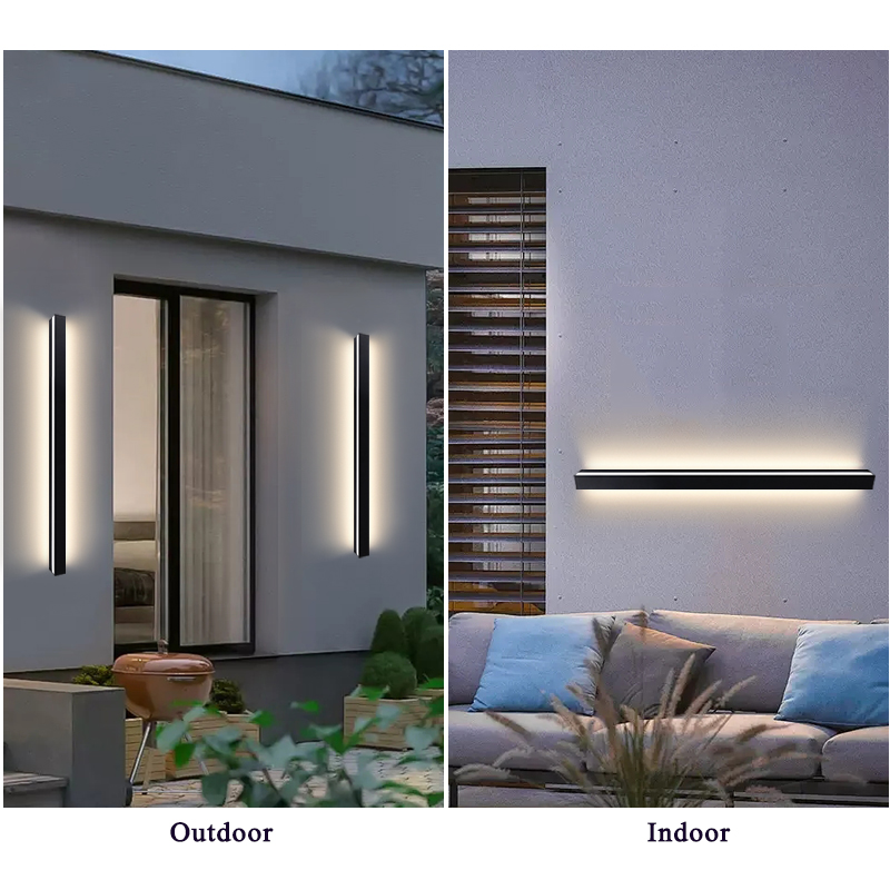 Lámparas de pared largas para exteriores, línea impermeable, luz minimalista, tira larga, decoración de jardín, fondo de Villa, luces de pared para jardín IP65