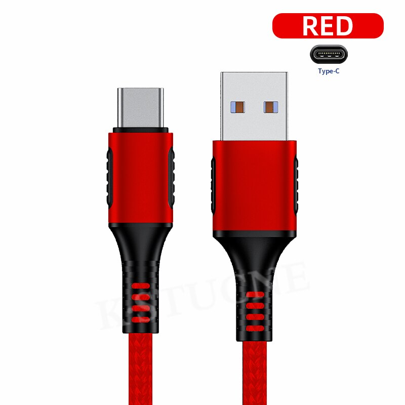 Cabo de dados usb tipo c 5a, fio de carregamento rápido para huawei p20 lite honor 20 10 9 pro 3.1 cabo xiaomi redmi note 8 7 pro tipo c: Vermelho