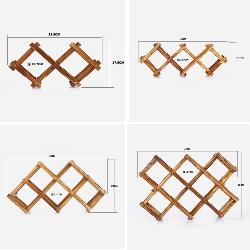 Soportes de madera para botellas de vino, estantes de almacenamiento de exhibición creativos y prácticos, plegables, decorativos, para sala de estar