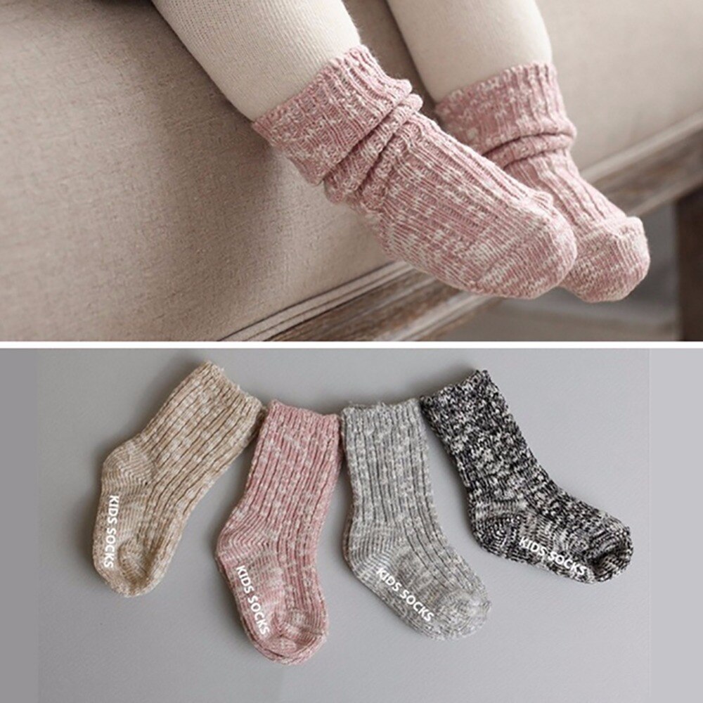1 Pair Mix Color Cotton Baby Girls Boys Socks Ankle Length Thick Winter Calcetines Children Socks for 0-4 Years