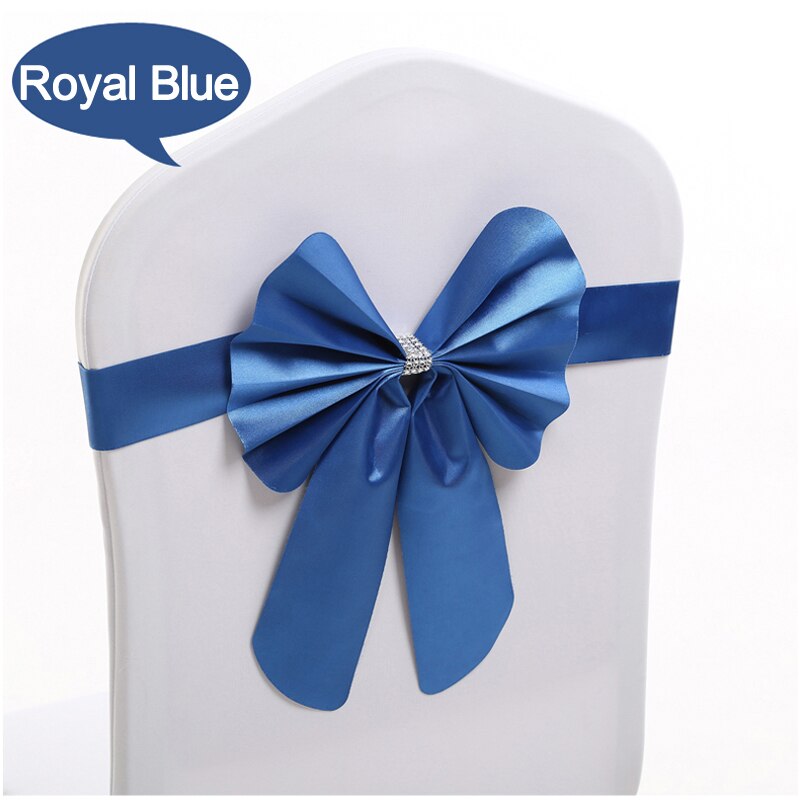 1 Stks/partij Stoel Cover Elastische Stoel Cover Stoel Terug Bloemen Boog Decoratie Hotel Bruiloft Stoel Terug: Royal Blue