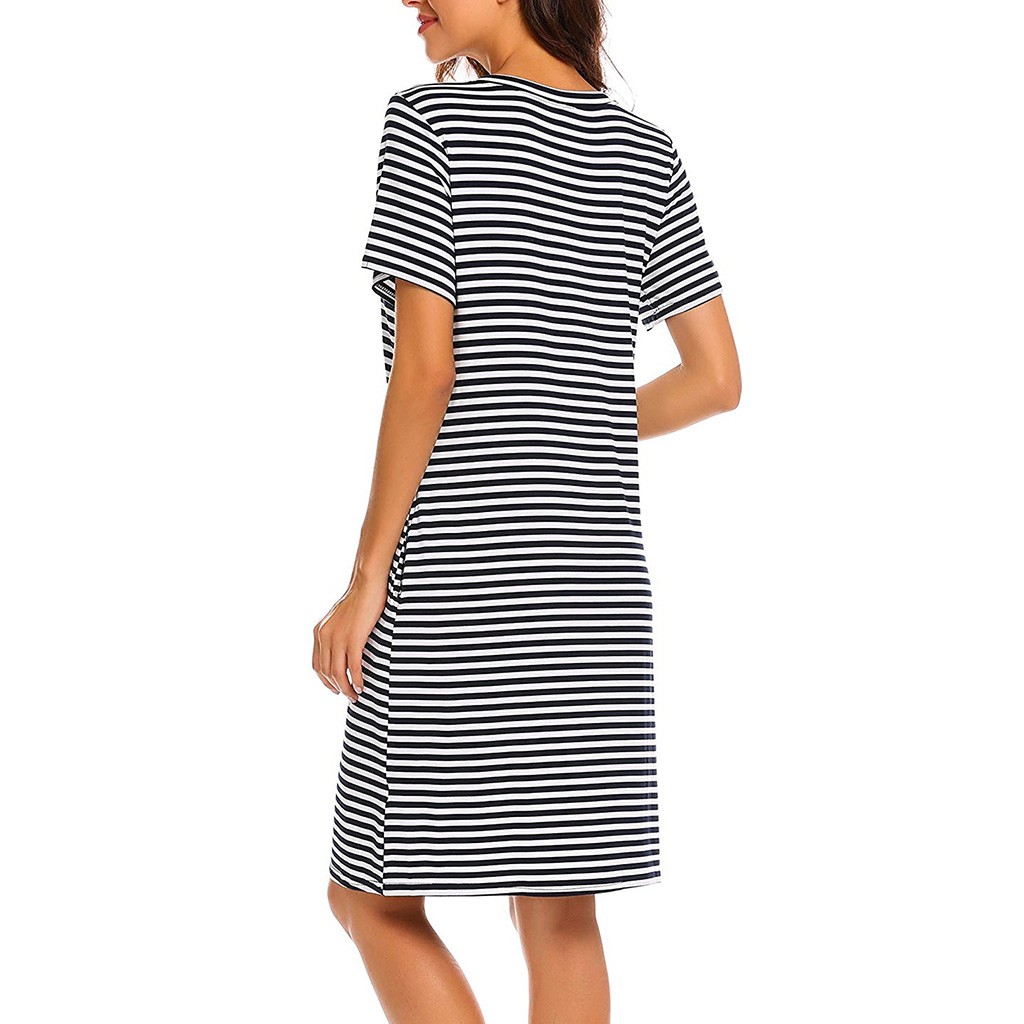 Pijamat mekko naiset äitiys imetys vauvan yöpaita imetys raidallinen yöpuku mekko camicia da notte premaman@ 45