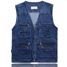 Latest Waistcoat Designs For Men Jeans Denim Vests Male With Multi Pockets Vest Men Sleeveless Jacket Fishing Vest,GA140